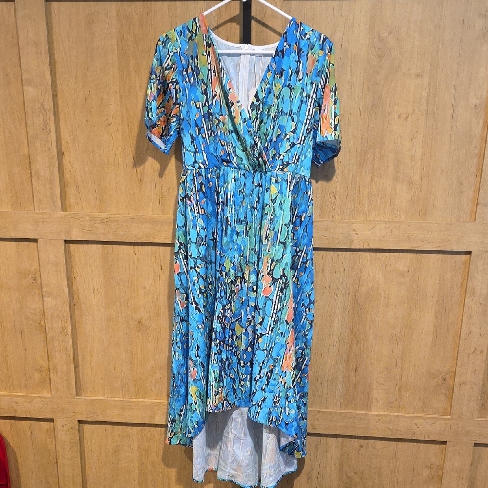 (J1)  Vibrant Blue Floral Maxi Dress